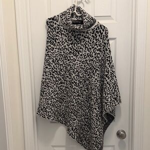 Ann Taylor Black and White Leopard Print Poncho